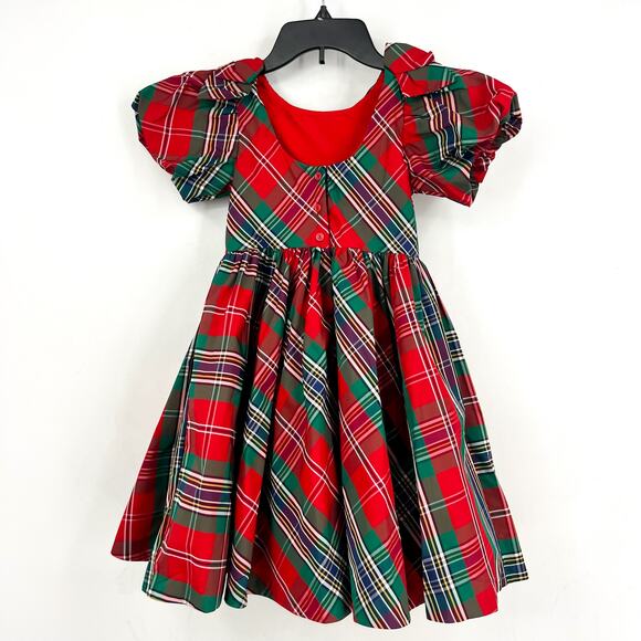 JANIE AND JACK Girls Holiday Plaid Dress Size 6 Red Green Short Sleeve NWT - Picture 4 of 11